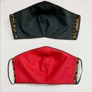 CHEETAH / LEOPARD Print Face Mask w/ Red Lining